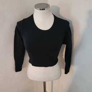 OFFLINE by‎ Aerie Black Long Sleeve Cropped Ribbed Knit Top Women's XS